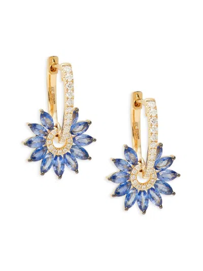 Effy Women's 14k Yellow Gold, Sapphire & Diamond Huggie Earrings