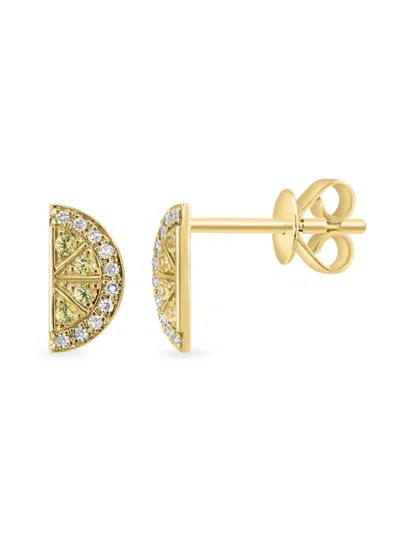Effy Women's 14k Yellow Gold, Sapphire & Diamond Lemon Stud Earrings