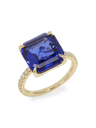 Effy Women's 14k Yellow Gold, Lab-grown Sapphire & Lab Grown Diamond Ring