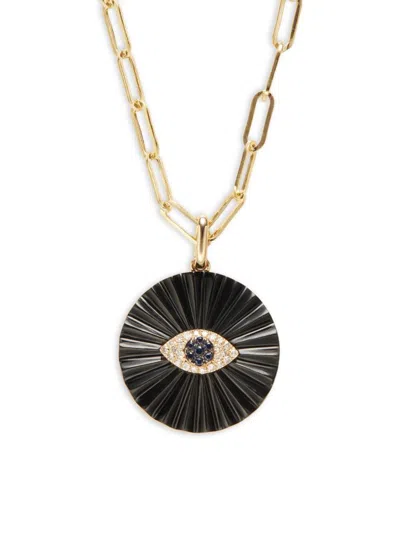 Effy Women's 14k Yellow Gold, Sapphire, Onyx & Diamond Pendant Necklace