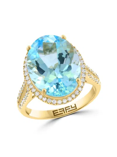 Effy Women's 14k Yellow Gold, Sky Blue Topaz & Diamond Ring