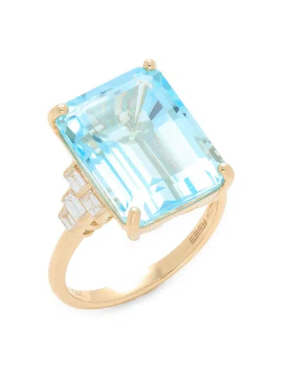 Effy Women's 14k Yellow Gold, Sky Blue Topaz & Diamond Ring