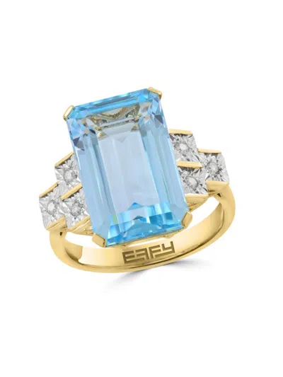 Effy Women's 14k Yellow Gold, Sky Blue Topaz & Diamond Ring