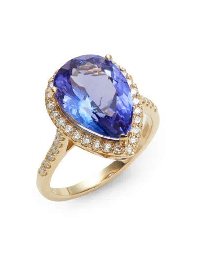 Effy Women's 14k Yellow Gold, Teardrop Tanzanite & Diamond Ring