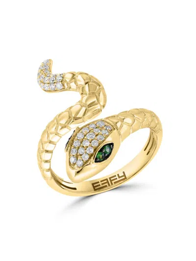 Effy Women's 14k Yellow Gold, Tsavorite & Diamond Snake Ring