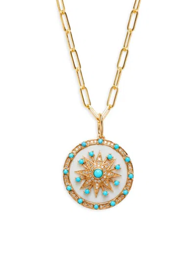 Effy Women's 14k Yellow Gold, Turquoise, Agate & Diamond Pendant Necklace