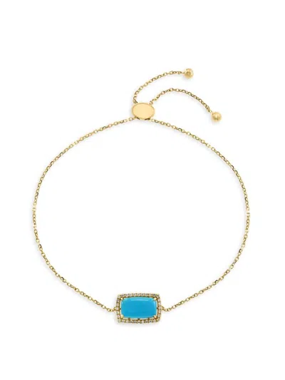 Effy Women's 14k Yellow Gold, Turquoise & Diamond Bracelet