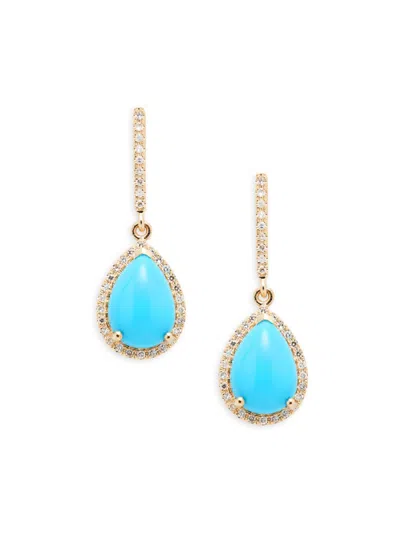 Effy Women's 14k Yellow Gold, Turquoise & Diamond Earrings