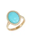 Effy Women's 14k Yellow Gold, Turquoise & Diamond Halo Ring In Turquoise