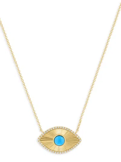 Effy Women's 14k Yellow Gold, Turquoise & Diamond Necklace