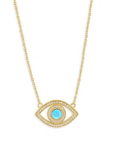 Effy Women's 14k Yellow Gold, Turquoise & Diamond Pendant Necklace
