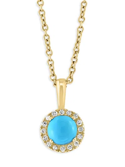 Effy Women's 14k Yellow Gold, Turquoise & Diamond Pendant Necklace