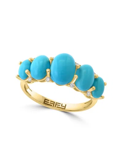 Effy Women's 14k Yellow Gold, Turquoise & Diamond Ring