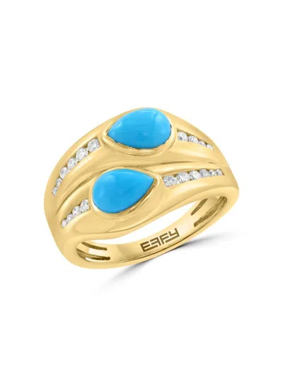 Effy Women's 14k Yellow Gold, Turquoise & Diamond Ring In Multi