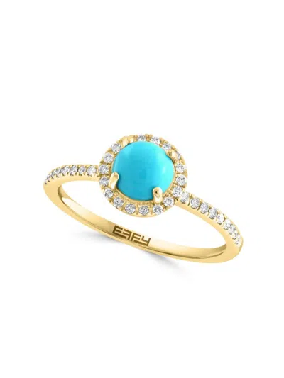Effy Women's 14k Yellow Gold, Turquoise & Diamond Ring