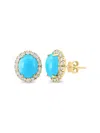 Effy Women's 14k Yellow Gold, Turquoise & Diamond Round Stud Earrings In Turquoise