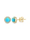 Effy Women's 14k Yellow Gold, Turquoise & Diamond Stud Earrings In Turquoise