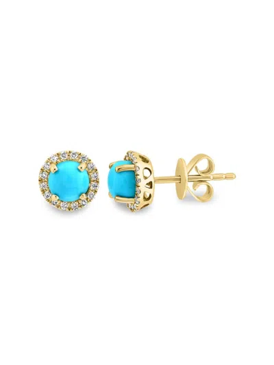 Effy Women's 14k Yellow Gold, Turquoise & Diamond Stud Earrings