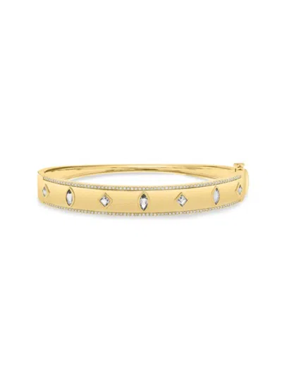 Effy Women's 14k Yellow Gold, White Topaz & Diamond Bangle Bracelet