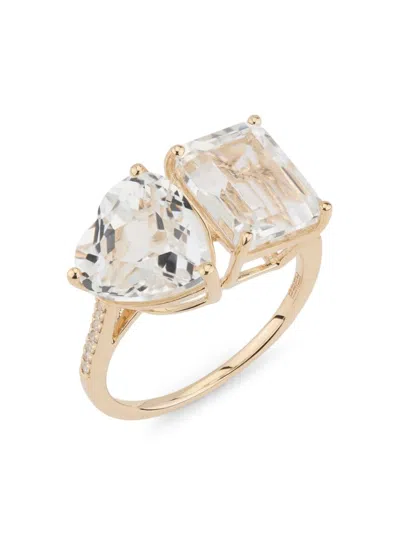 Effy Women's 14k Yellow Gold, White Topaz & Diamond Ring