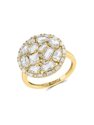 Effy Women's 14k Yellow Gold, White Topaz & Diamond Ring