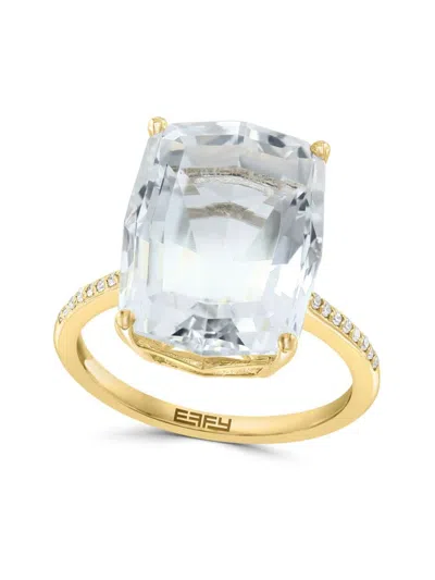 Effy Women's 14k Yellow Gold, White Topaz & Diamond Ring