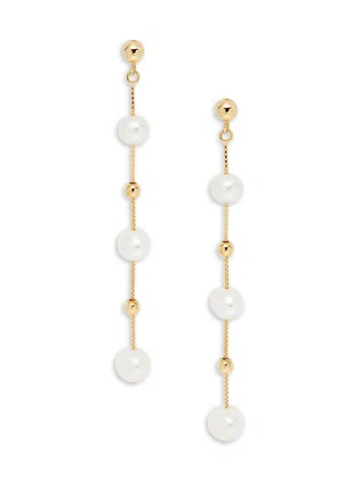 Effy Women's 14k Yellow Goldplated Sterling Silver & 5-6.5mm White Round Freshwater Pearl Drop Earrings