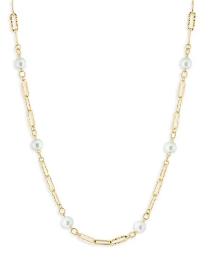 Effy Women's 18k Goldplated Sterling Silver & 7mm Freshwater Pearl Station Necklace