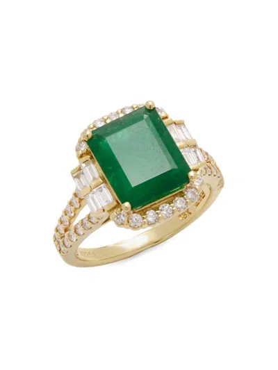 Effy Women's 18k Yellow Gold, 3.61 Tcw Emerald & 1.07 Tcw Diamond Ring