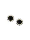 Effy Women's 18k Yellow Gold, Sterling Silver & Onyx Stud Earrings In Silver