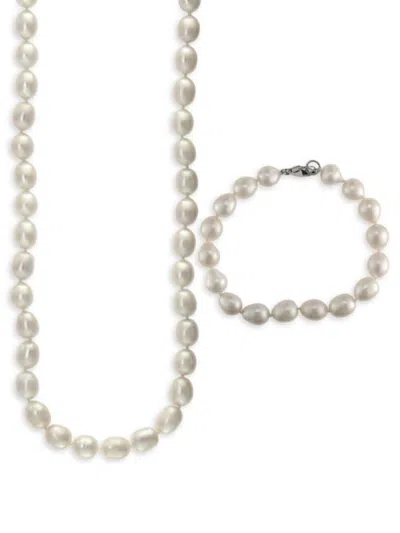 Effy Women's 2-piece Sterling Silver & 8.5-9mm Freshwater Pearl Necklace & Bracelet Set