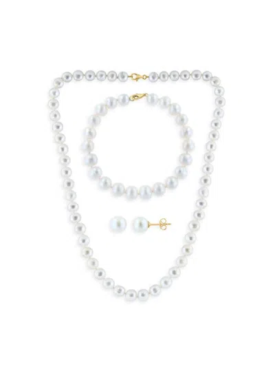 Effy Women's 3-piece 14k Yellow Gold & 7-8mm Freshwater Pearl Jewelry Set