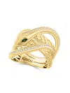 Effy Women's  14k Yellow Gold, 0.23 Tcw Diamond & 0.04 Tcw Emerald Ring In Brown