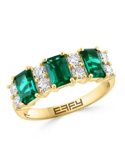 Effy Women's  14k Yellow Gold Lab-grown Emerald & 0.51 Tcw Lab-grown Diamond Ring