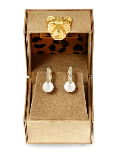 Effy Women's 14k Yellow Gold, 5mm Freshwater Pearl & Diamond Drop Earrings