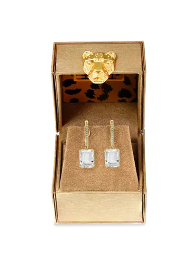 Effy Women's  Radiant Value 14k Yellow Gold, White Topaz & Diamond Huggie Earrings