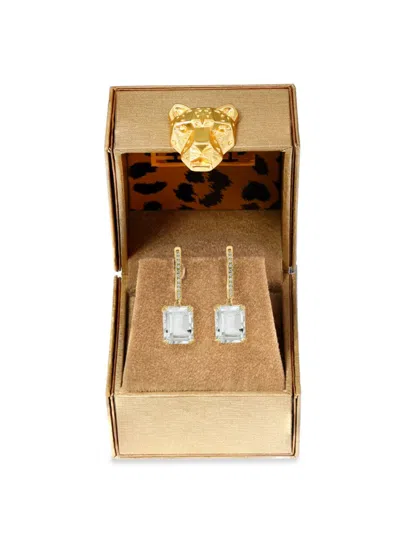 Effy Women's 14k Yellow Gold, White Topaz & Diamond Huggie Earrings