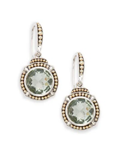 Effy Women's Green Amethyst, Sterling Silver & 18k Yellow Gold Drop Earrings