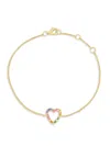 Effy Women's Multicolor Sapphire Heart 14k Yellow Gold Bracelet In Gold