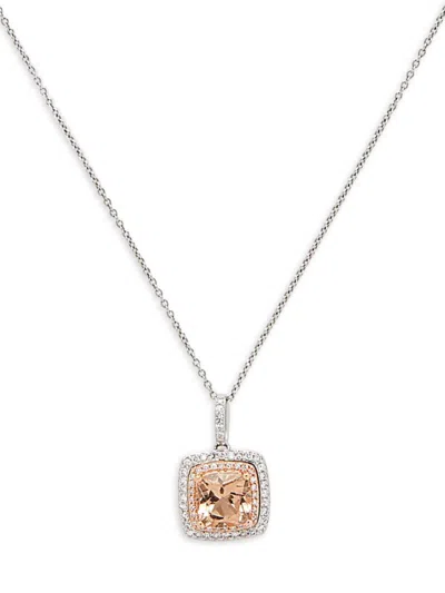 Effy Women's Rose & White Gold Gemstone & Diamond Square Necklace