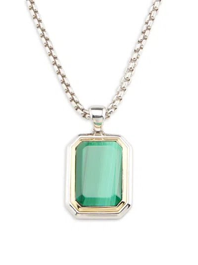 Effy Women's Sterling Silver, 18k Yellow Gold & 9.19 Tcw Malachite Pendant Necklace