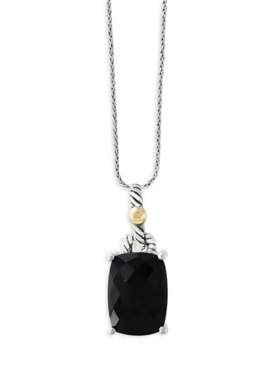 Effy Women's Sterling Silver, 18k Yellow Gold & Onyx Pendant Necklace
