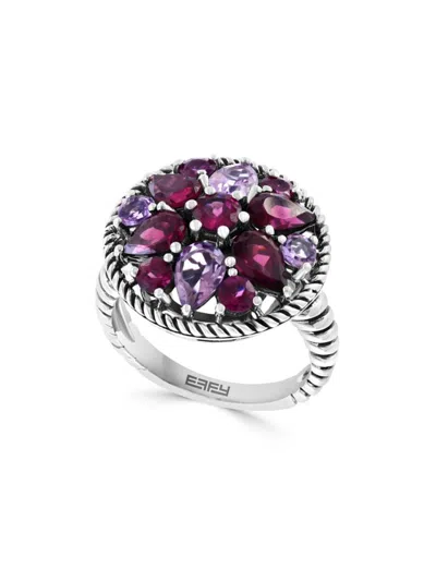 Effy Women's Sterling Silver, Amethyst & Rhodolite Ring