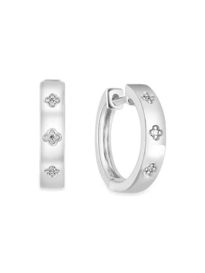 Effy Women's Sterling Silver & 0.04 Tcw Diamond Studded Huggie Earrings