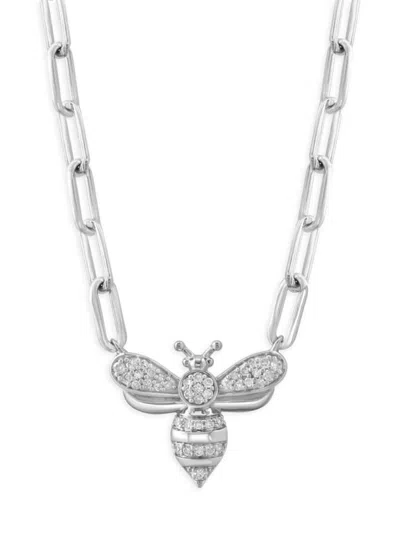 Effy Women's Sterling Silver & 0.18 Tcw Diamond Bee Pendant Necklace
