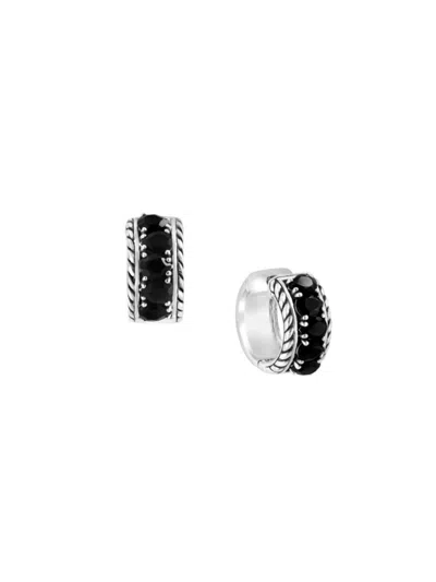 Effy Women's Sterling Silver & 2.75 Tcw Black Spinel Huggie Earrings