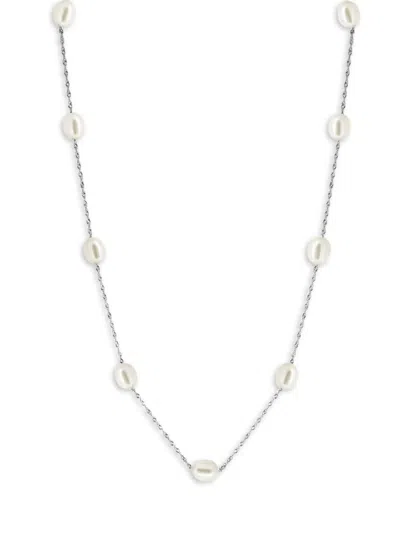 Effy Women's Sterling Silver & 7mm Freshwater Pearl Station Necklace