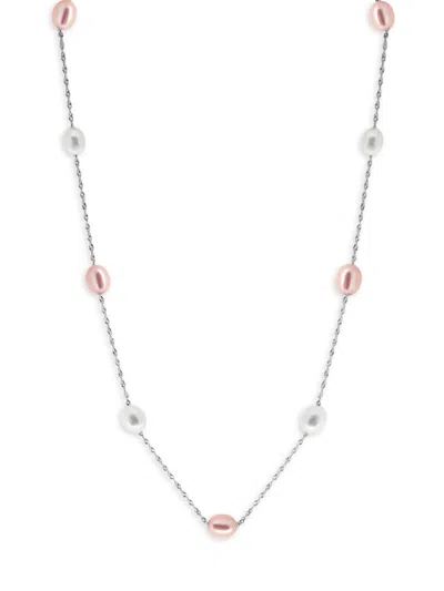 Effy Women's Sterling Silver & 7mm Freshwater Pearl Station Necklace