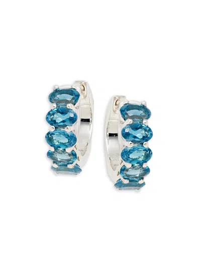 Effy Women's Sterling Silver & Blue Topaz Huggie Earrings