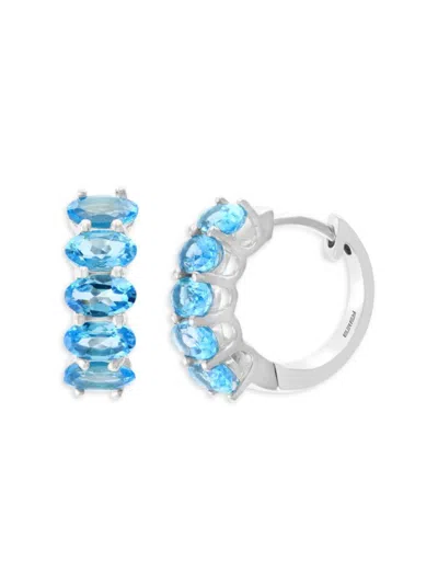 Effy Women's Sterling Silver & Blue Topaz Huggie Earrings